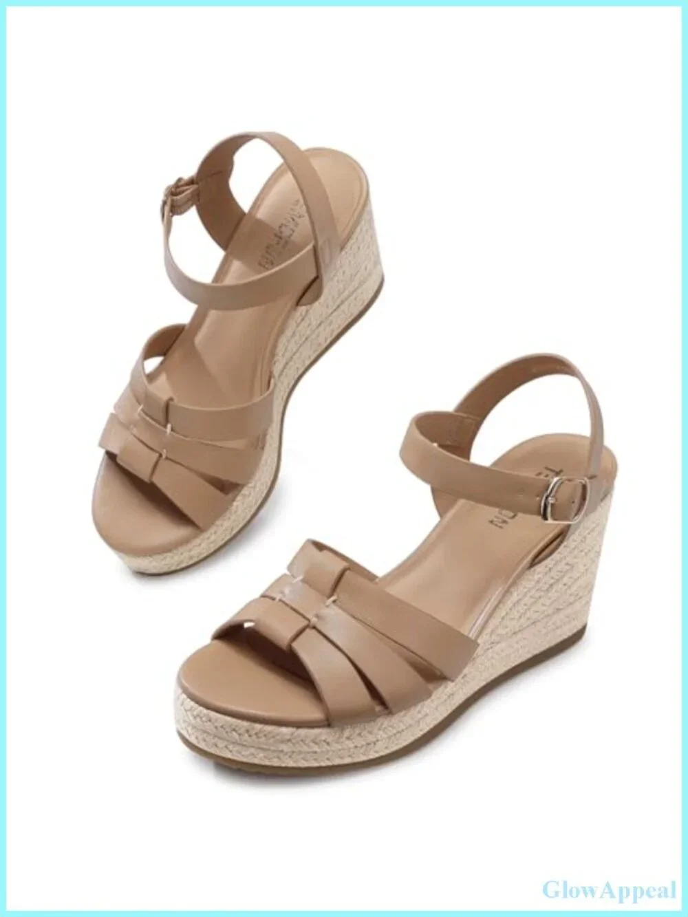 TEMOFON Wedge Espadrilles Platform Sandals Open Toe Ankle Strap